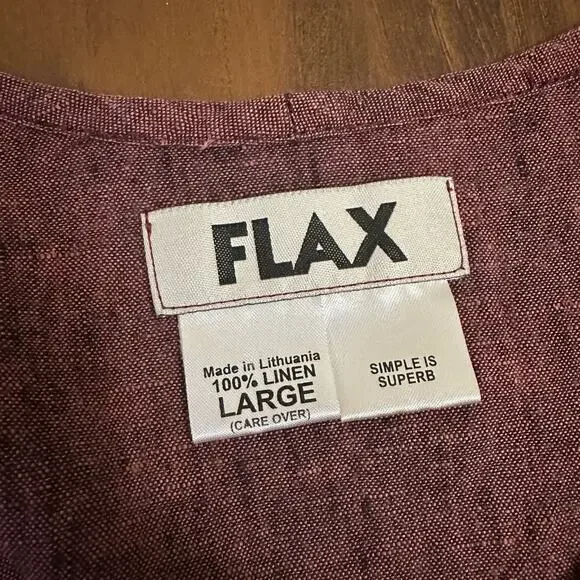 FLAX Tunic Top Burgundy Relaxed Fit Boxy Linen SS Minimalist Lagenlook - Picture 7 of 9